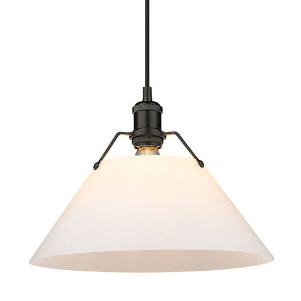 Orwell Matte Black One-Light Pendant with Opal Glass Shade, image 3